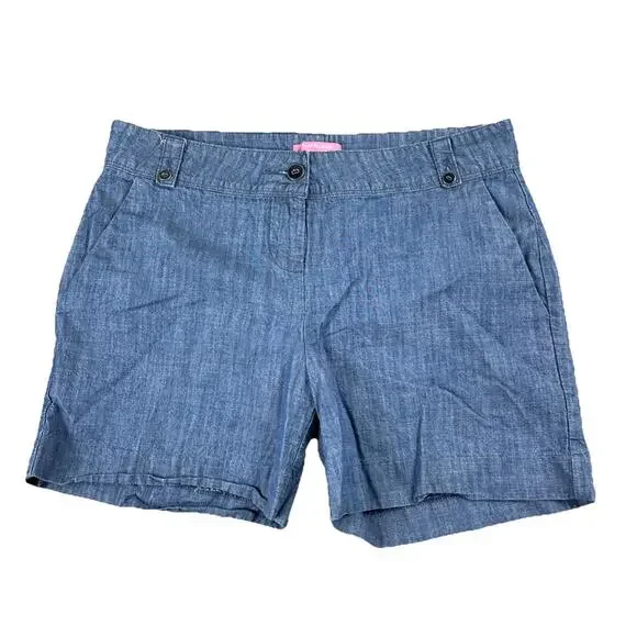 Isaac Mizahari Blue Terry Slub Cotton Shorts Women's 6 Lightweight - Picture 1 of 16